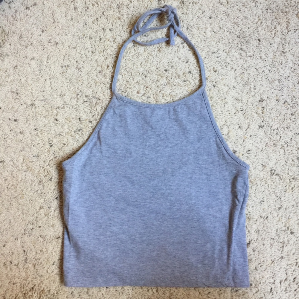 Brandy Melville grey cropped halter top